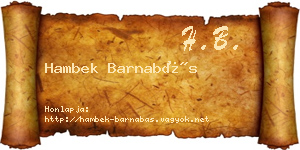 Hambek Barnabás névjegykártya
